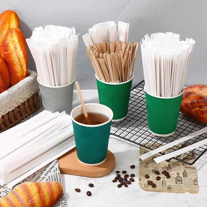 Italian Individually Wrapped Packing 90Mm Disposable Biodegradable Sugar Coffee Stirrer and Bar Wooden Stir Sticks