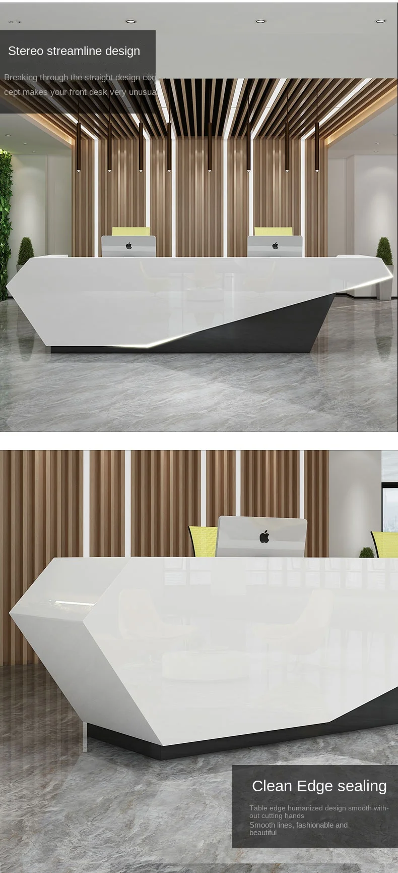 Qtz29 White Customized Reception Office Counter Table New Designed Mdf