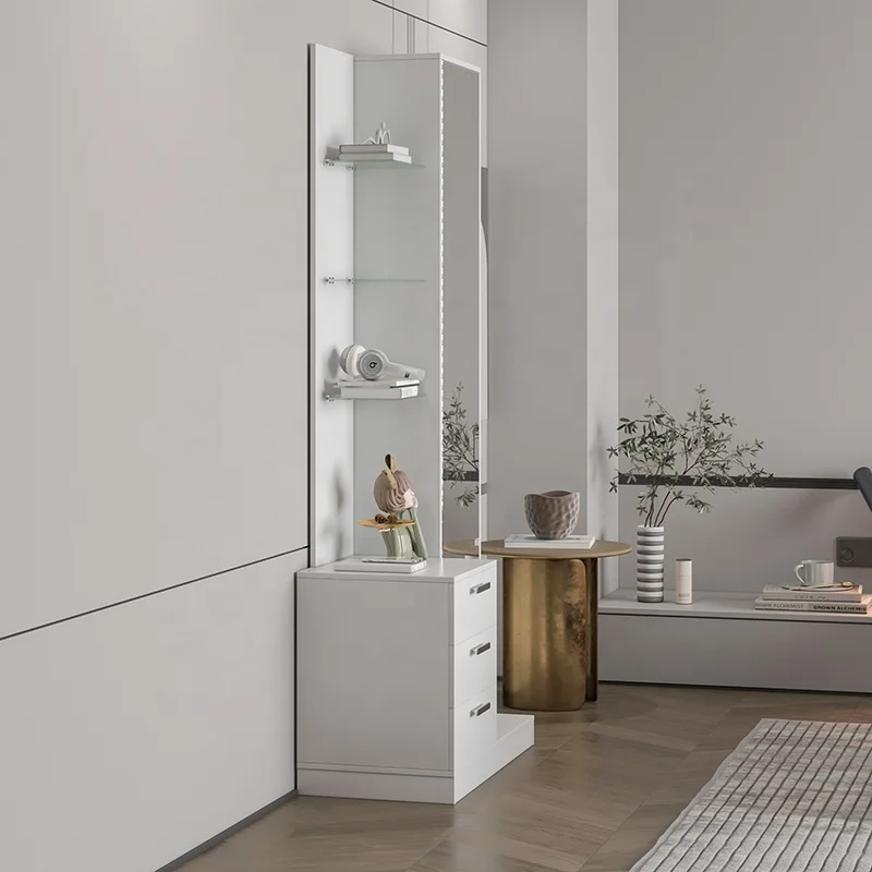 White Dressing Table with Mirror and Drawers Bedroom Furniture Modern Style Storage Drawers