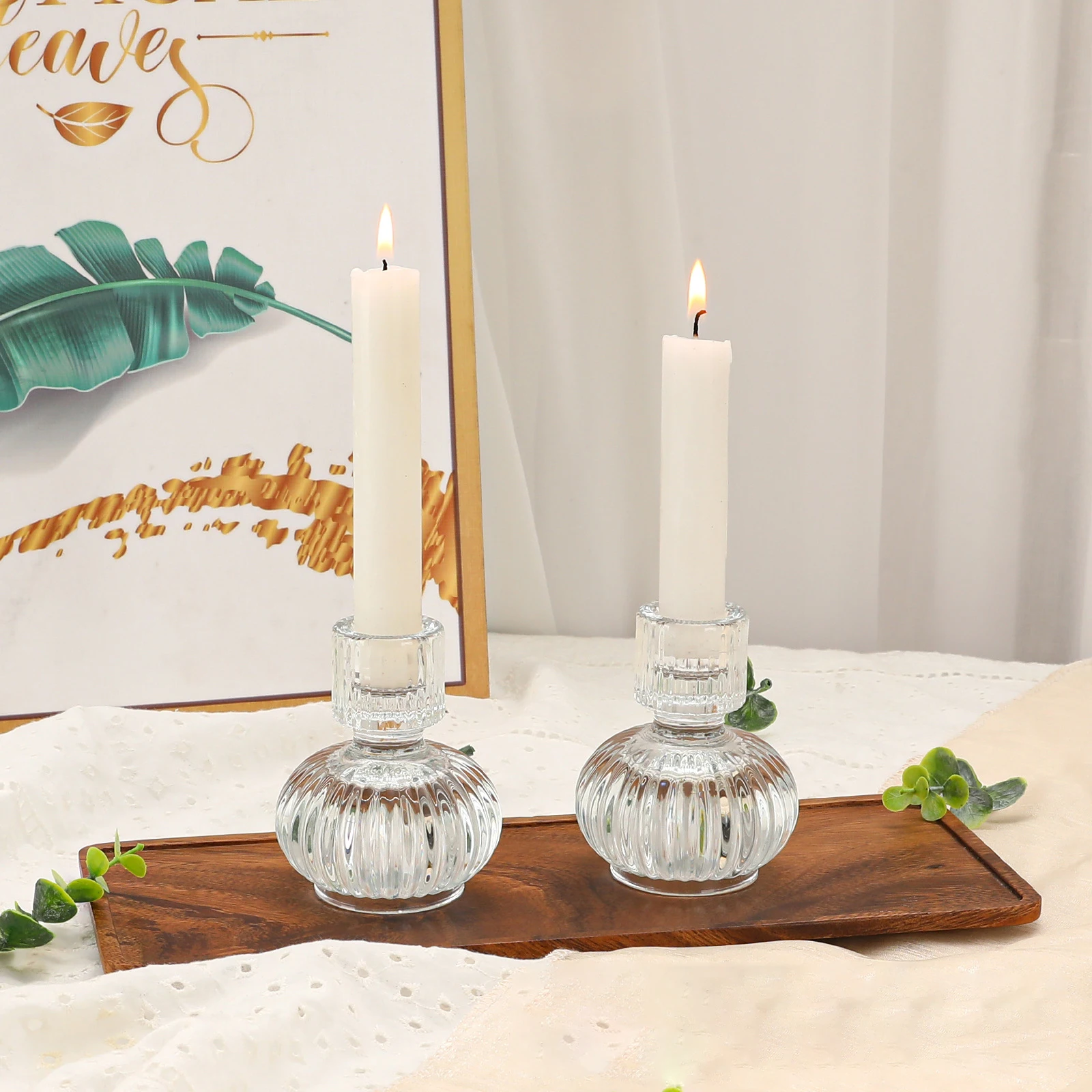 Newest Crystal Glass Candle Holder for Candlestick Wedding Home Decoration Table Suitable for Both Sides Candle Holders