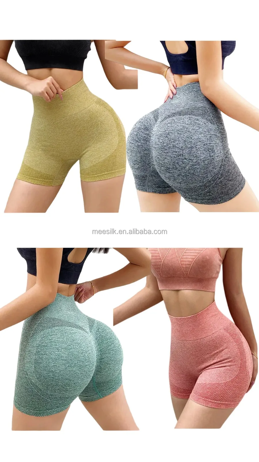 Oem Seamless Workout Shorts For Women High Waist Scrunch Butt Lifting