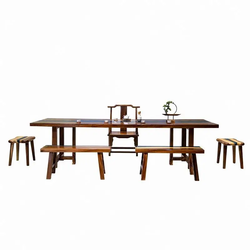 Wooden and Bench Chair Set Resin 6 Seater Epoxy Sea Design Dining Table