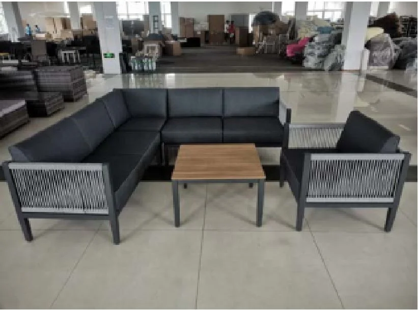 Simple Leisure Popular 2022 New Design Affordable Garden Backyard Sofa Aluminum Frame Rope Woven Outdoor Sofa Set
