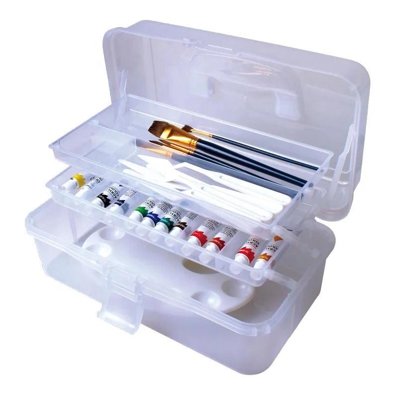 21803 3 Layers Foldable Storage Box Glitter Handheld Folding Multipurpose Storage Case for Art Craft and Cosmetic