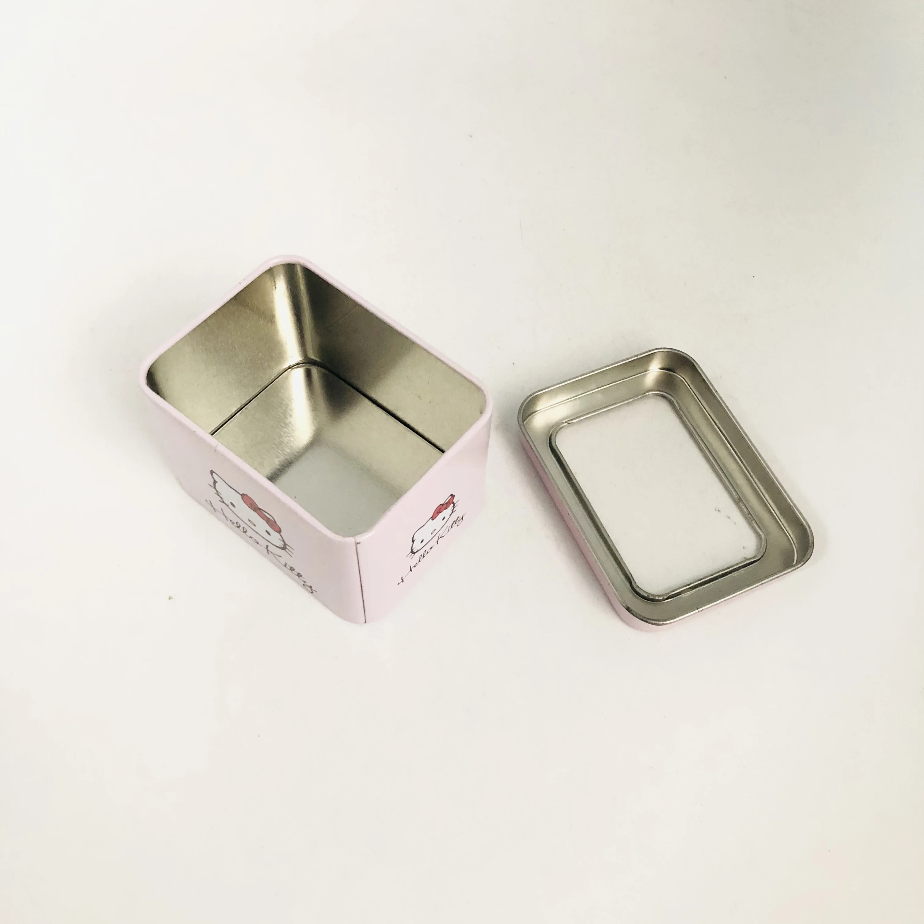 Factory Hot Selling Rectangular Hello Kitty Food Grade Custom Tin Box Packaging Storage Metal Can With Window