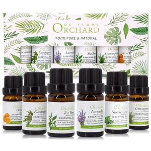 MSDS Certified Multi-Function Aromatherapy Essential Oil Set 6 Bottles Pure Tea Lavender Eucalyptus 10ml GMP Certified OEM Free
