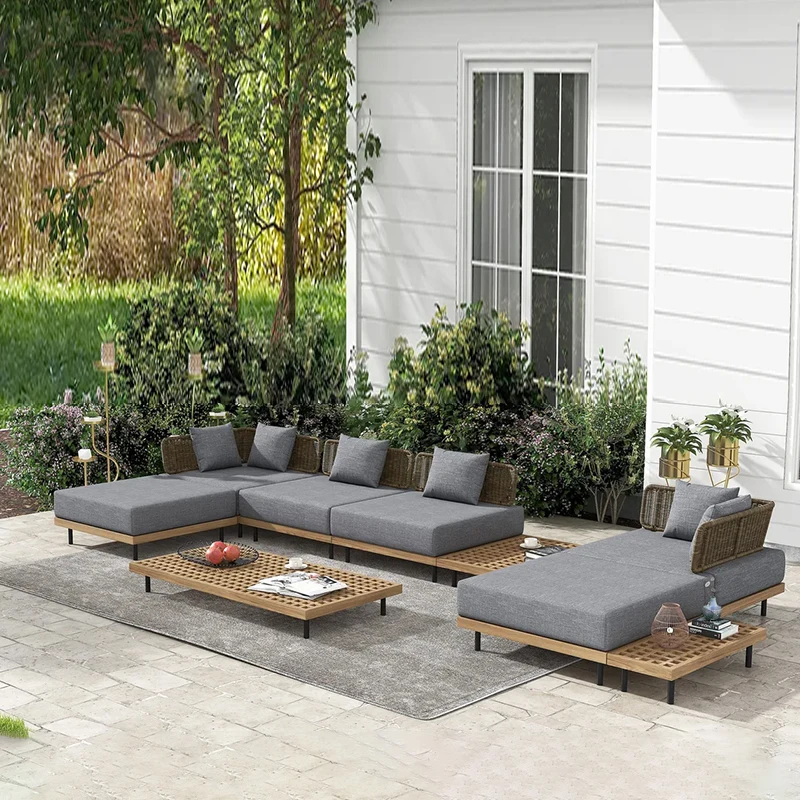 Rattan Outdoor Sofa Set - Modern Wicker Daybed for Garden, Patio