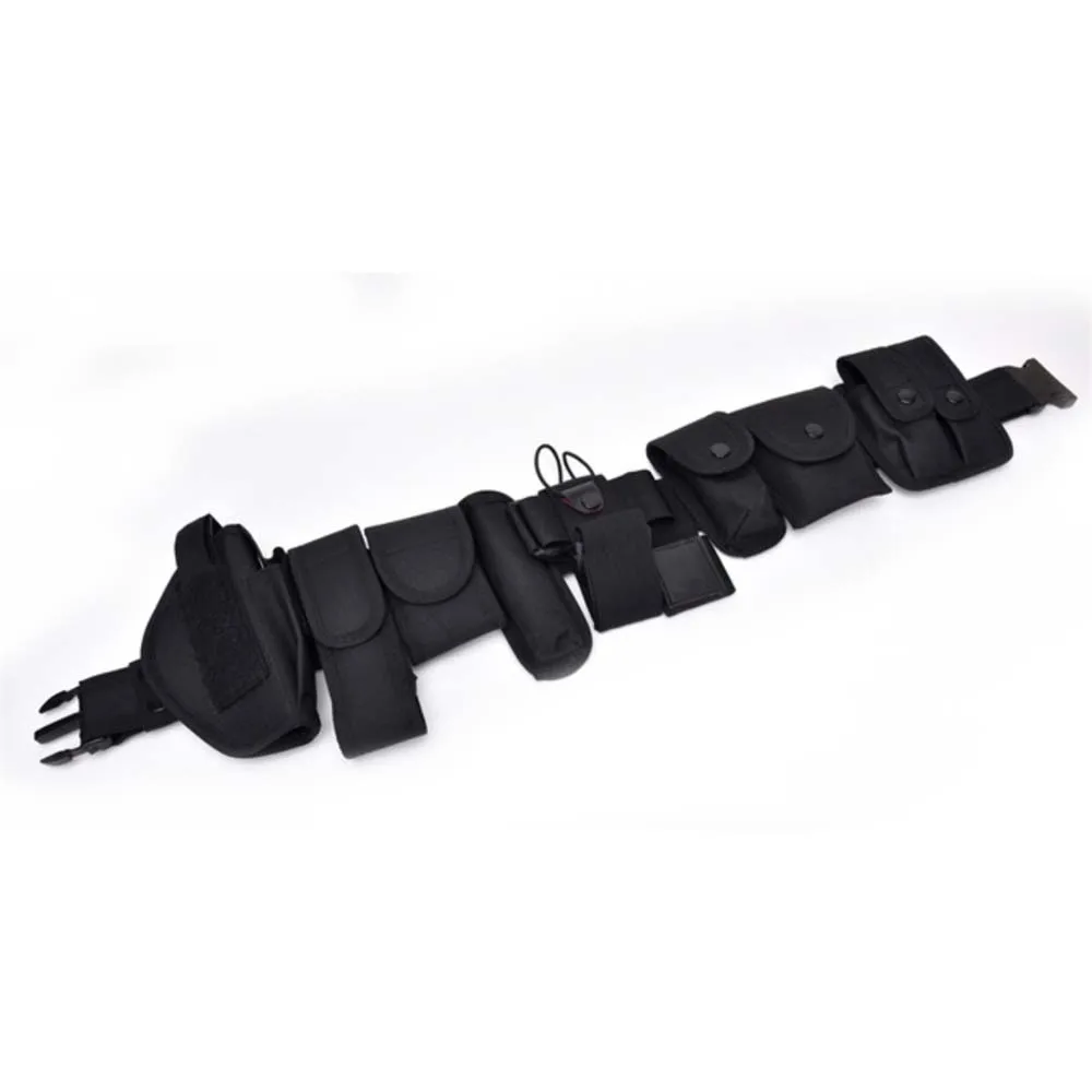 10pcs Set Modular Security Duty Waist Belt Outdoor Tactical Assault Gear Nylon Tactical Belt with Pocket and Pouches