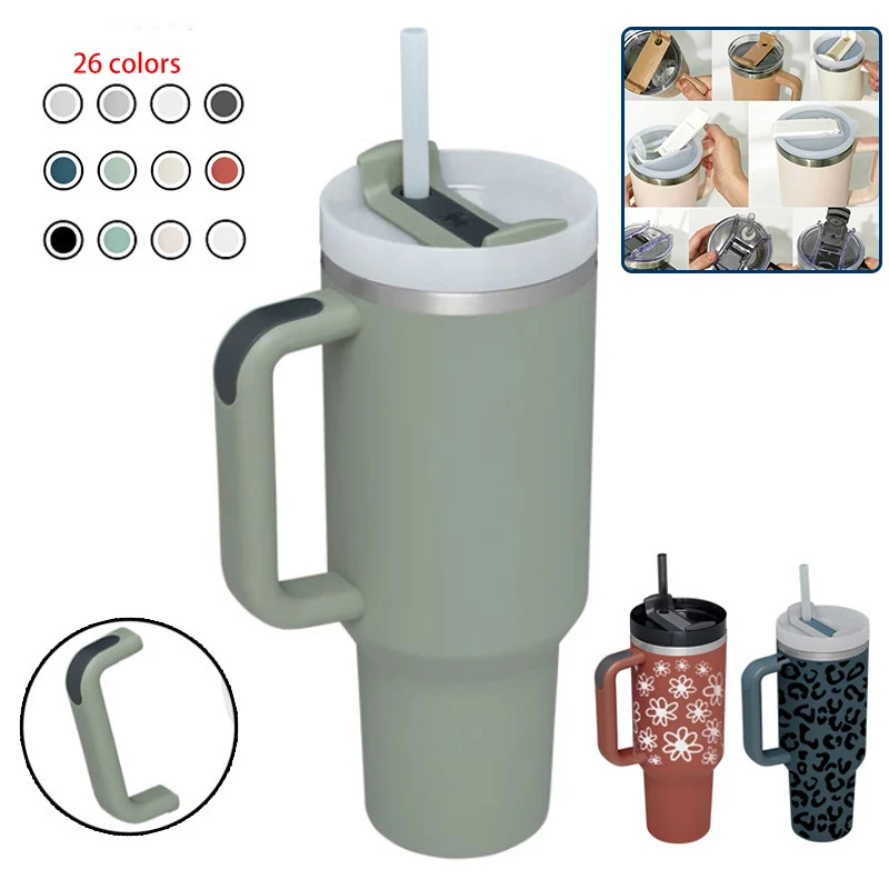 40oz Tumbler With Handle Stainless Steel Custom Logo Double Wall Vacuum