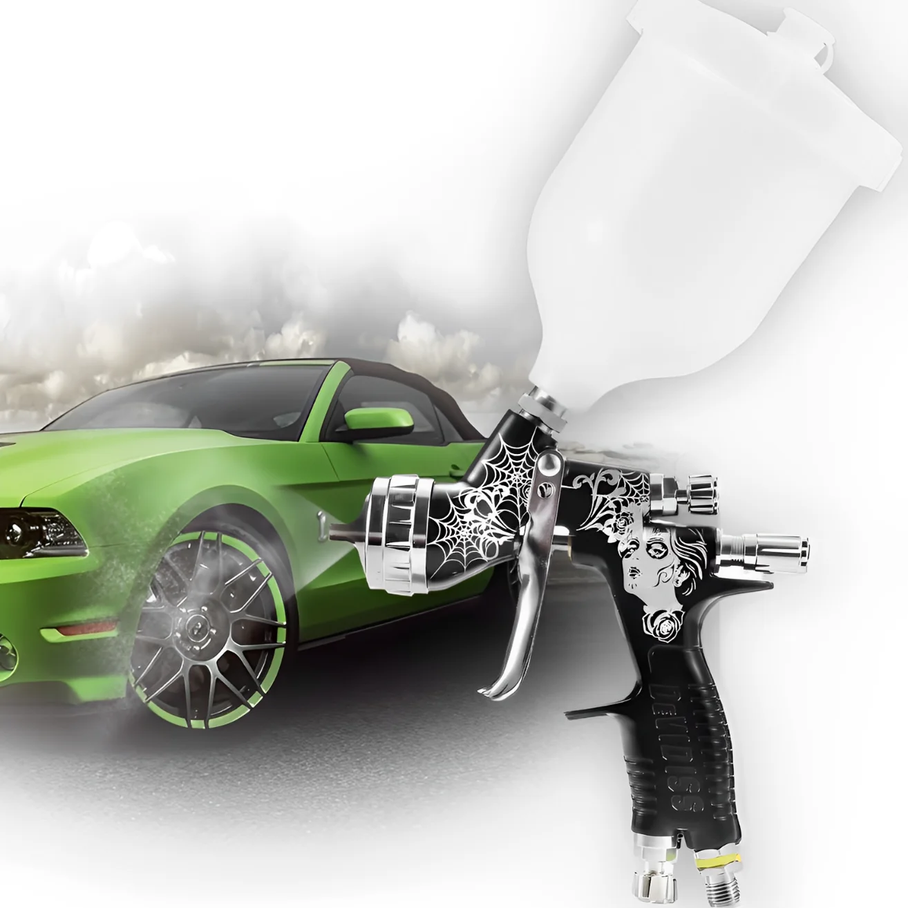 thumbnail image 2 of Lackpoint LVLP Spray Gun – 1.3mm Nozzle – Green – For Car Paint, Basecoat, Clearcoat – 1320-LVLP-13 2 of 5