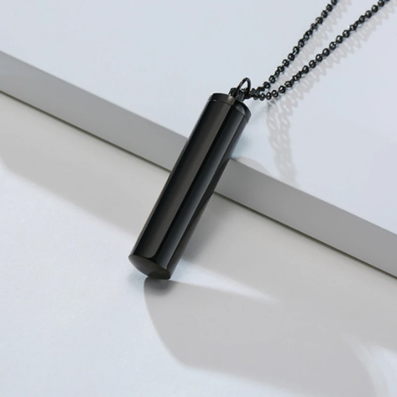 5 color Cylinder Cremation Urn Necklace for Ashes Memorial Keepsake Pendant Stainless Steel Remembrance Jewelry for Women or Men