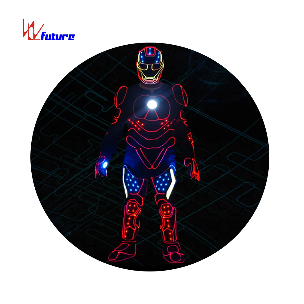 Programmable controller LED robot costume, robot led costume Ironman, led robot suit with Helmet gloves & Shoes