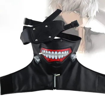 Masque Cosplay Tokyo Ghoul Kaneki Ken - Masque En Cuir PU Avec Fermeture éclair, Réglable, Pour Halloween Et Cosplay
