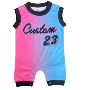 Custom logo wholesale clothes polyester adult girl boy newborn infant sleeveless for baby sublimation onesie sets romper jersey