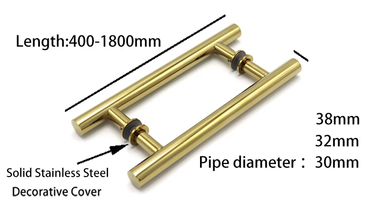 Handle Factory Custom Classic Solid Stainless Steel Decorative Cover Large Luxury Gold Door Pull Handle For Glass Door
