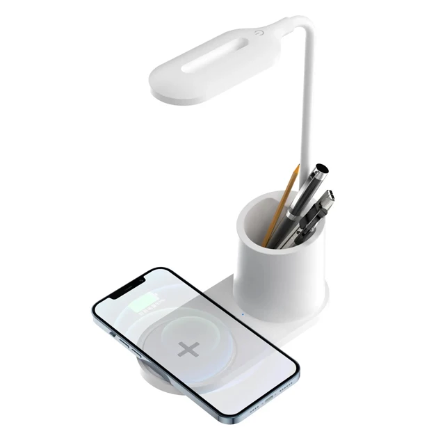 Trending Products 2025 New Arrivals HT-513 3in1 15W Wireless Charger with Led Lamp and Pen Holder Eye Protection Table Lamp