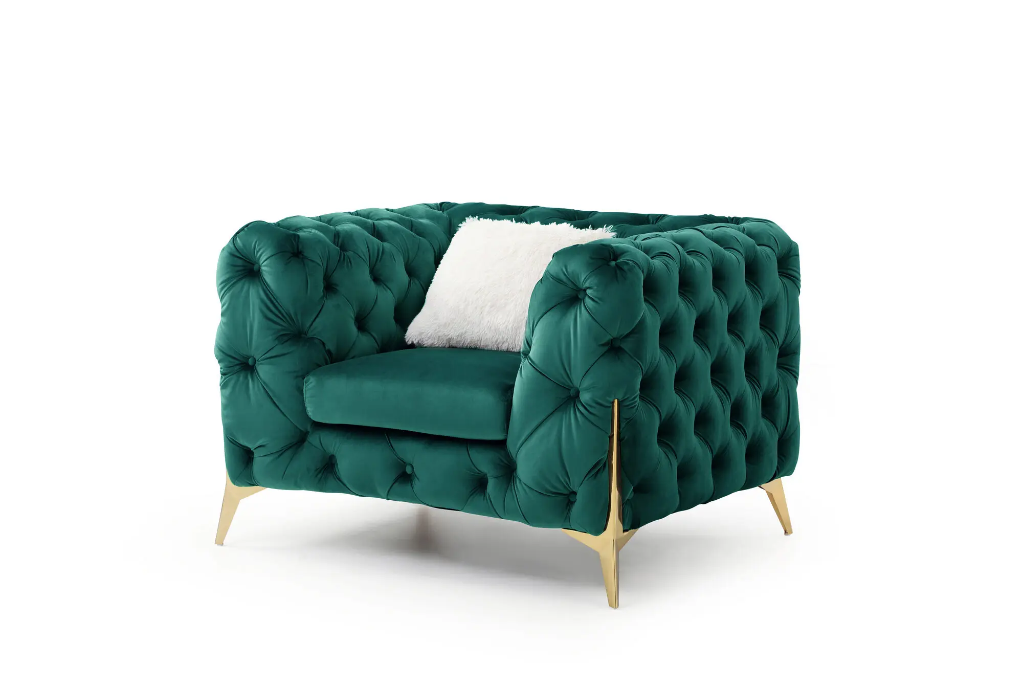 Modern Love Seat Tufted Chesterfield Velvet 3 Seat Sofa Large Comfy ...