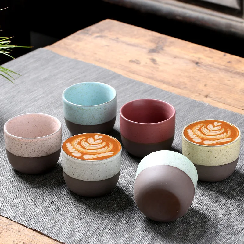 Retro Ceramic Coffee Cup 120ml Handmade Cup Without Handle Reactive Glaze Mug Stoneware Enamel Manufacturer