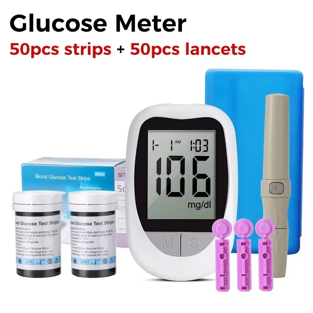 Portable Blood Glucose Analyzer - User-Friendly with Digital Display & Strips for Easy Blood Sugar Monitoring