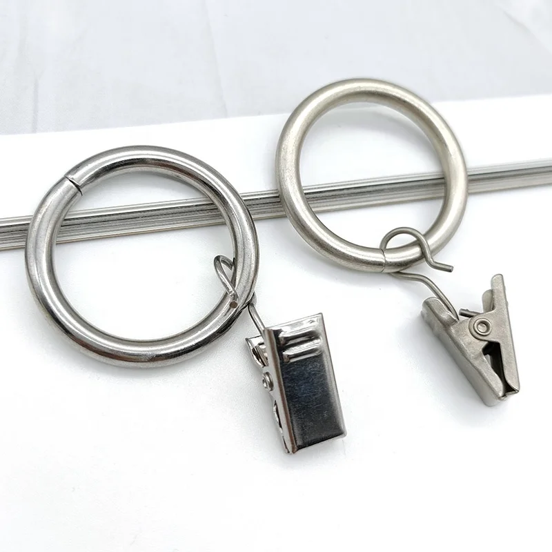 Plated 1 Inch Metal Curtain Poles Accessory with Black Round Curtain Rings Eyelet Hooks