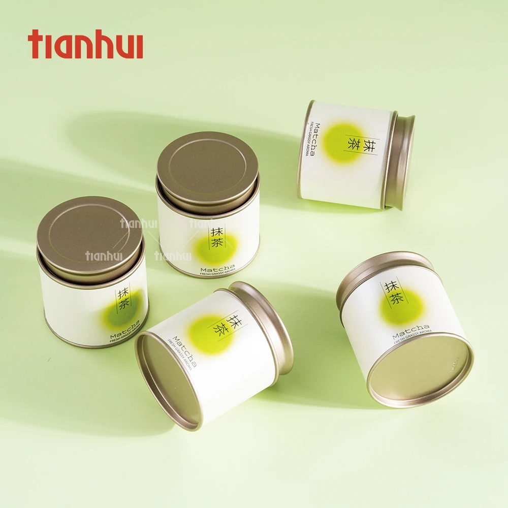 Kanistrat e Tianhui për Matcha, Kanistra të Vogla Rrethore dhe të Mbyllura me Lidhëse të Dyfishtë për Pulverin e Matchas