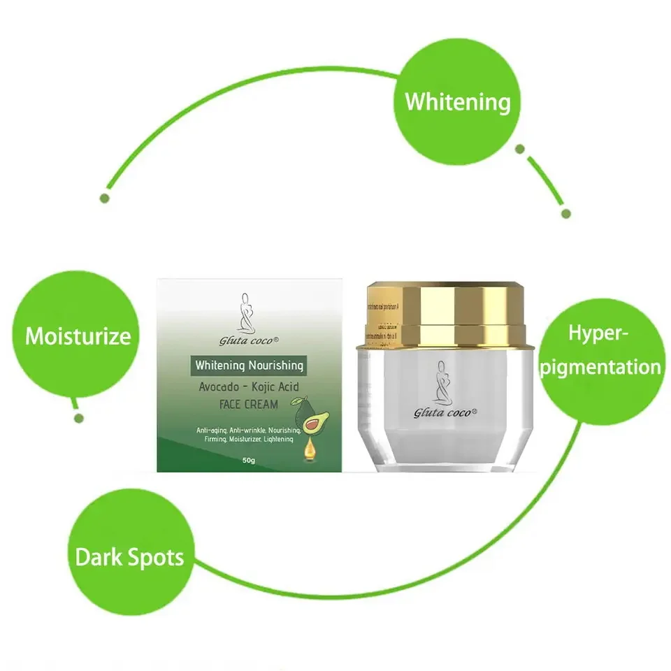 Crme claircissante pour la peau permanente  l'avocat naturel, savon  claircissant au glutathion, srum, lotion pour le corps, ensemble complet  pour ...