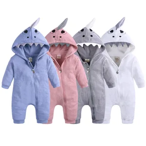 Wholesale Cartoon Hooded Cotton Zipper Long Sleeve Cartoon Infant Clothes Baby Jumpsuit Baby Boys Girls Rompers