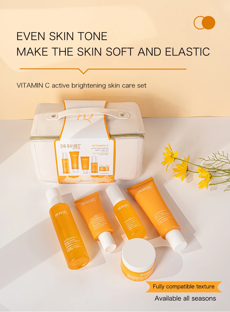 DR.RASHEL Neues VC Make-up-Set mit Kosmetiktasche, hellt den Hautton auf, erfrischend und feuchtigkeitsspendend, verbesserte Formel, praktisch zum Mitnehmen. – Detail 1