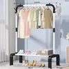 White upgraded single bar 110cm with coat hook and post