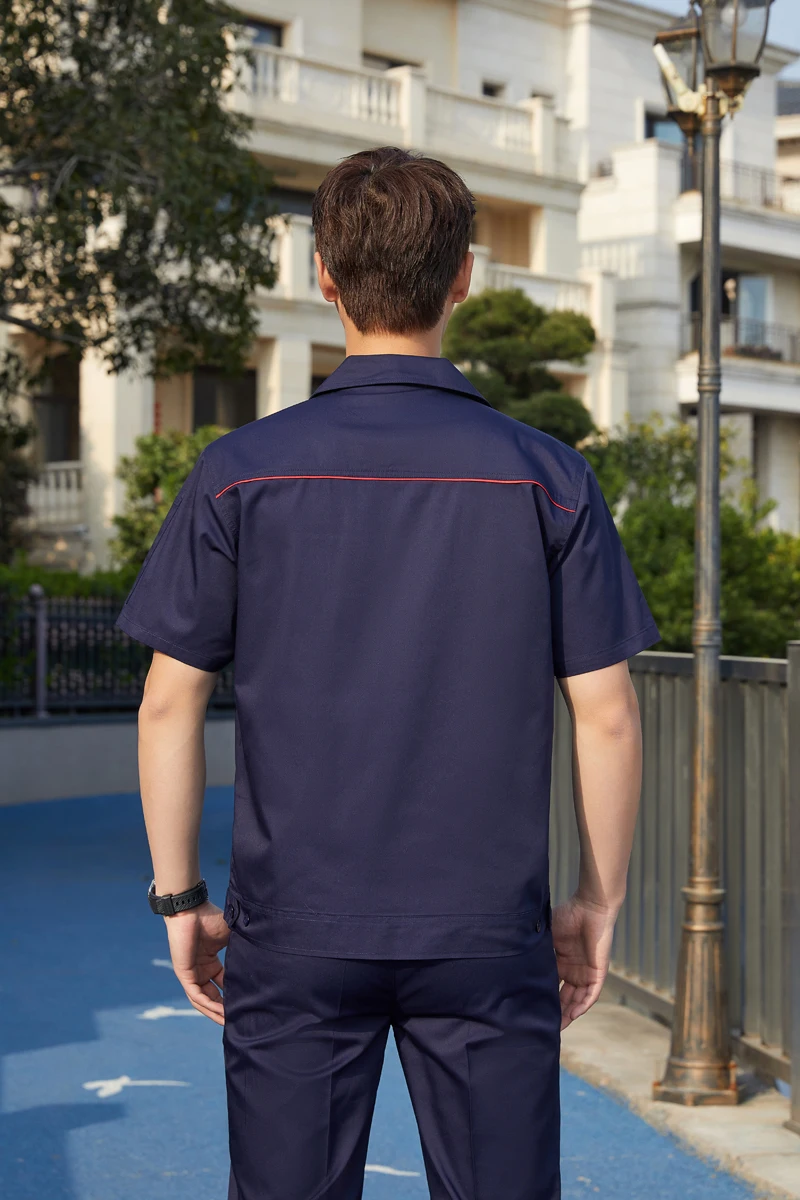 Summer workwear set men thin long short-sleeved site workshop labor construction engineering securit