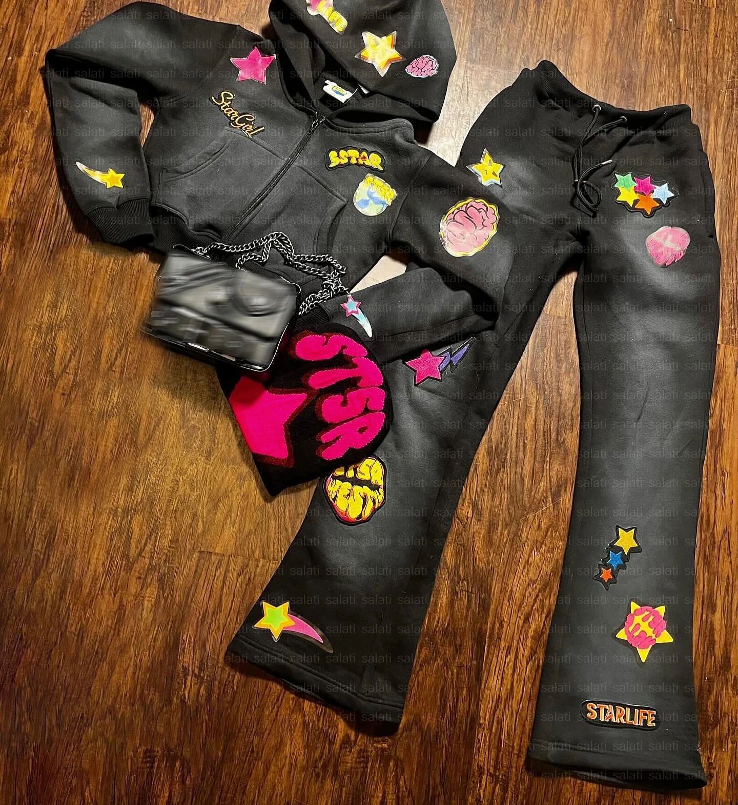 Tracksuits Manufacturer Oversized Zipper Acid Wash Flared Jogging Sweat Suit Sweatsuit Hoodies and Jogger Sweatpants Sets Women gallery 3