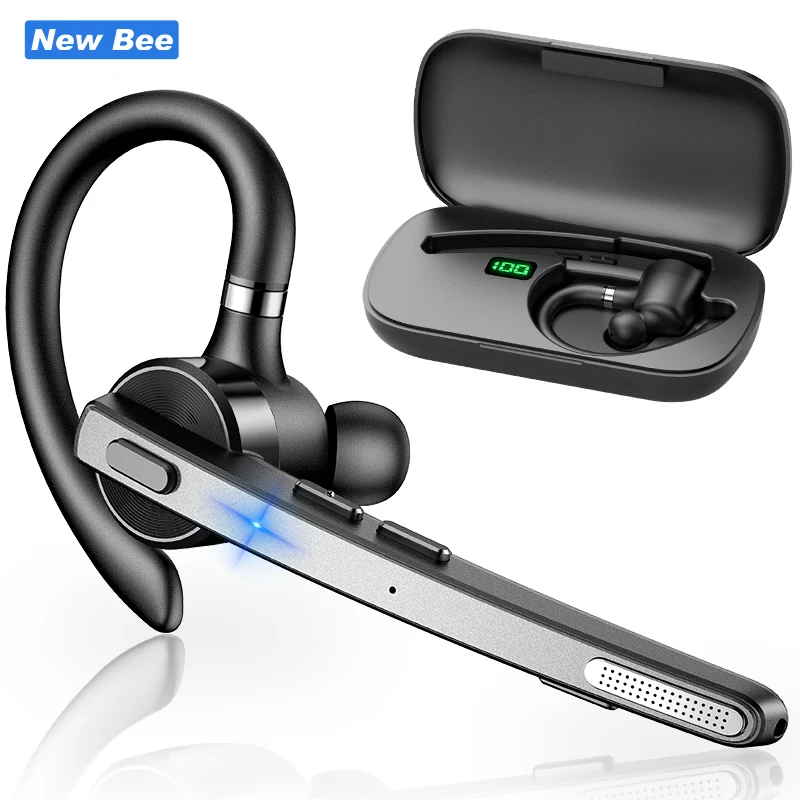 New Model Single Ear Bluetooth Headset ENC Noise-Canceling Mic Mute Control  Business Wireless Earphone for Cell Phones
