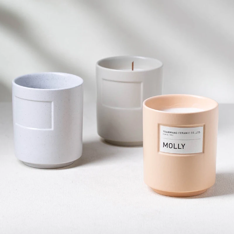 Custom Logo Exclusive Label Candle Container Vessels Empty Ceramic Jars for Candles Luxury Candle Jar Wholesale