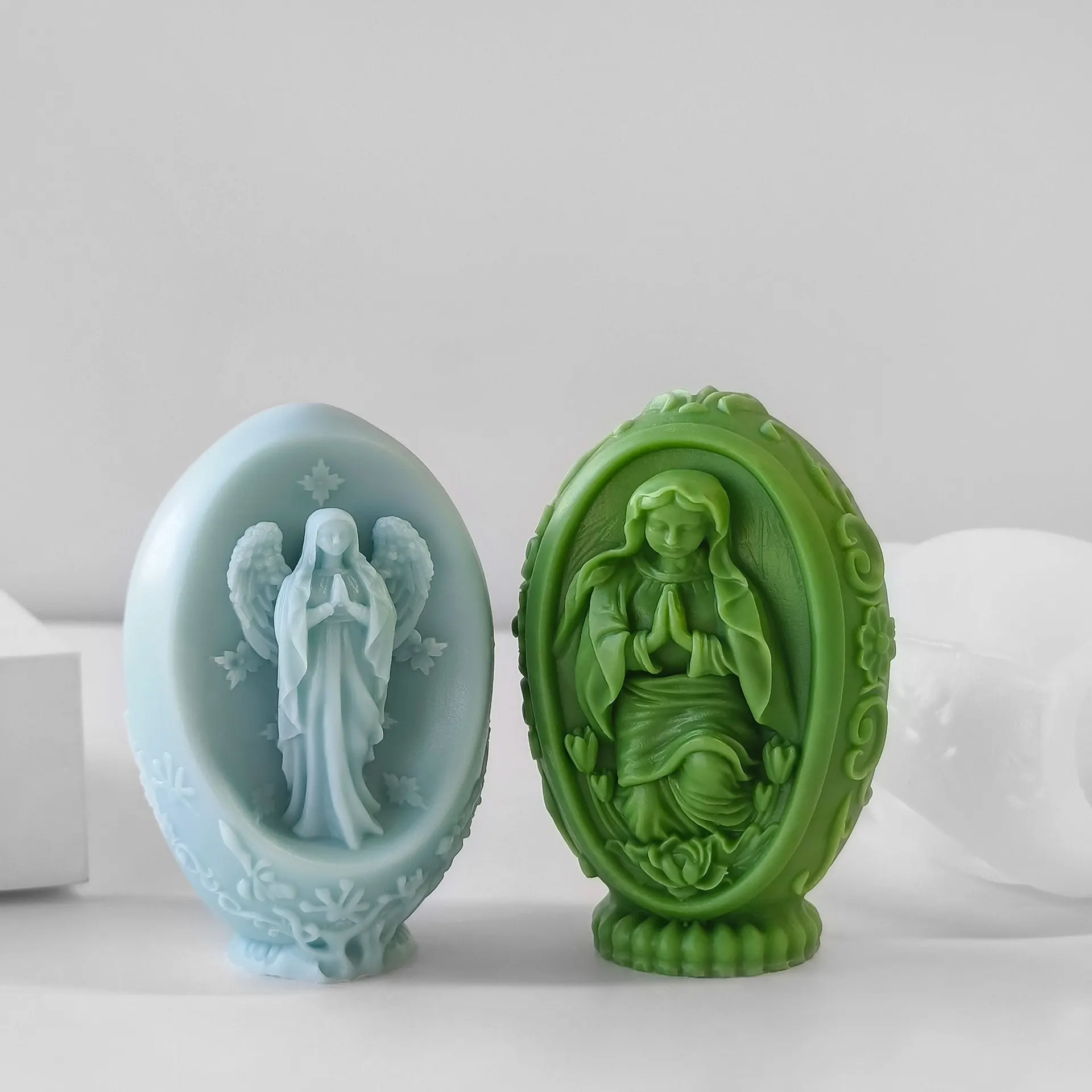 CARATTE New Easter Religious Silicone Mold Jesus Virgin Mary Angel Candle Mold for DIY Handmade Soap