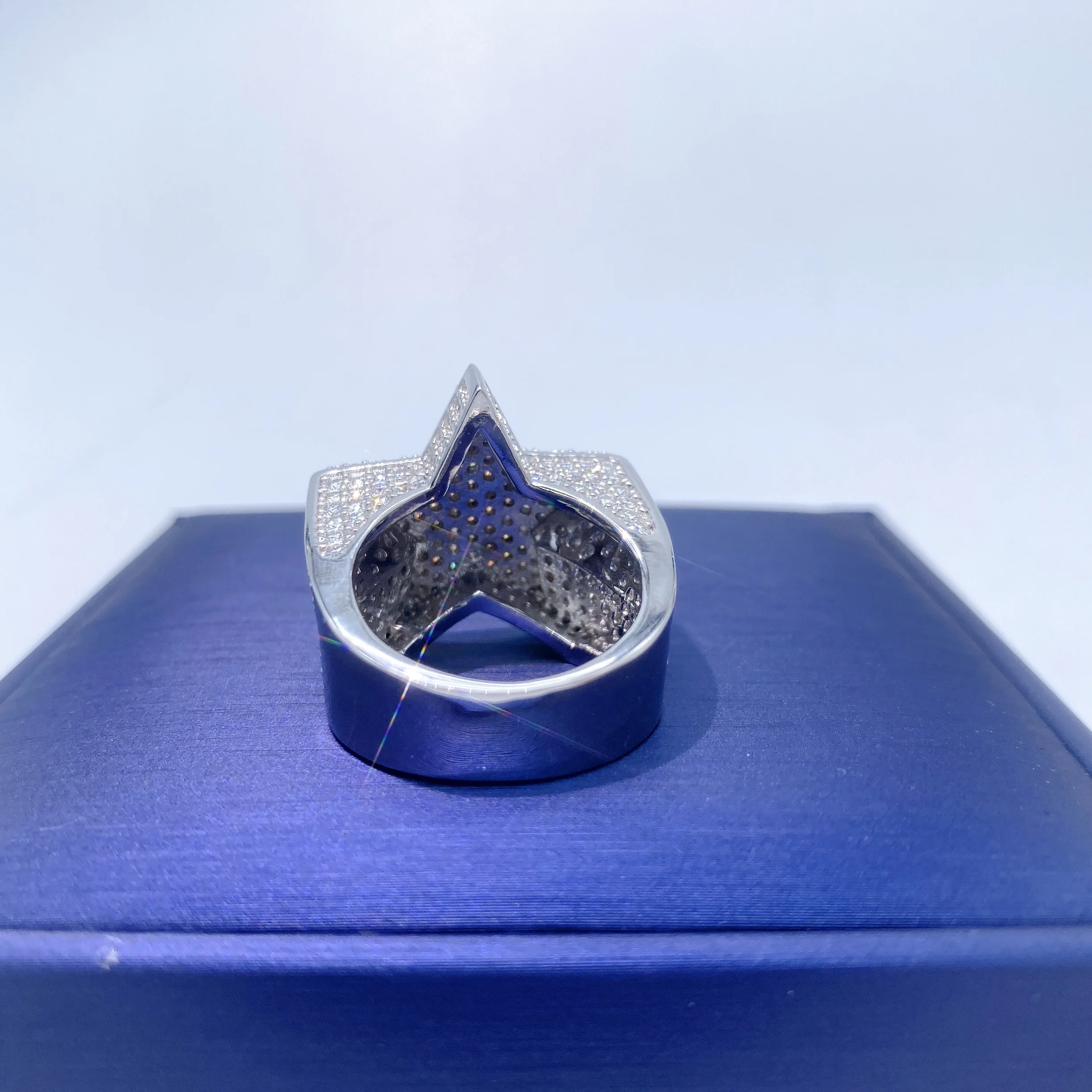 Pinky Ring Iced Out Vvs Star Ring Full Moissanite Diamond D Color