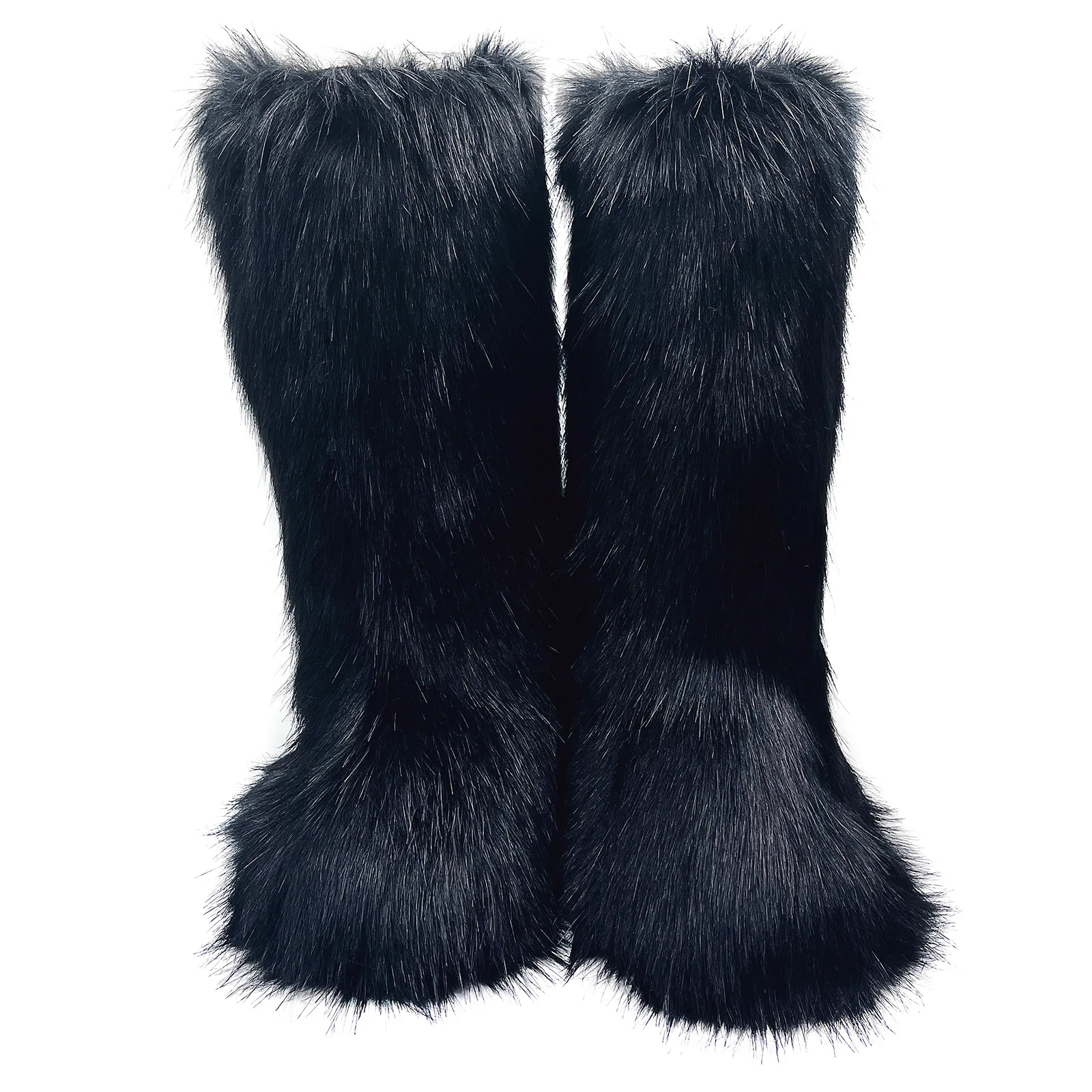 Hot Sale Fashion Girls Warm Winter Fur Snow Boots Fuzzy Fluffy Size 44 Round Toe Women Outdoor Knee High Fur Boots - Image 3
