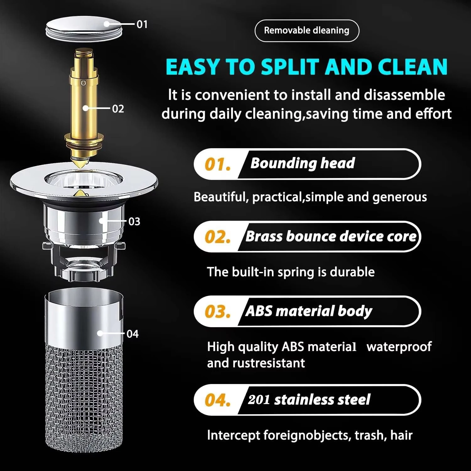 Modern Chrome Plated Stainless Steel Kitchen Sink Drain Strainer