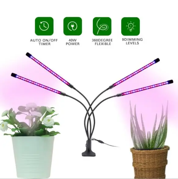 Indoor DEL Plant Grow Light Lampe Ampoules Flexible Bureau Titulaire clip Graines Fleur 