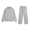 Grey  Half Zip Straight Leg Pants Set