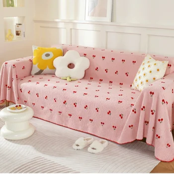 wholesale Thickened new pink plush towel full cover sofa arm protector cover sofa blanket seat cushion covers