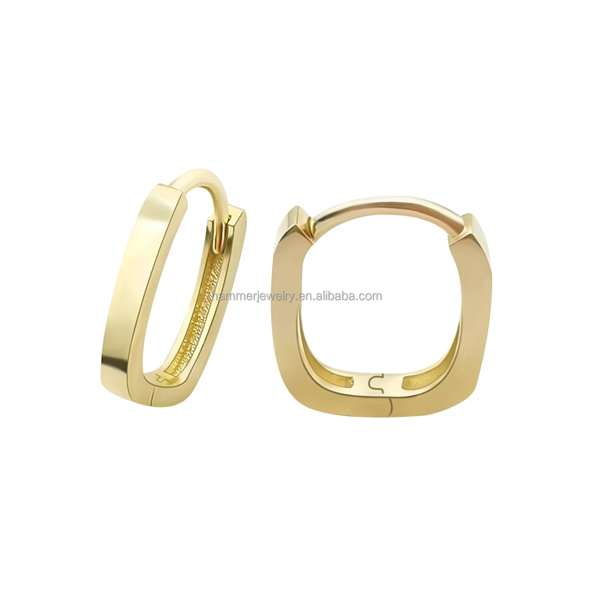 14k Real Gold Hoop Earrings Ear Fashion Charm Design 10mm Huggies