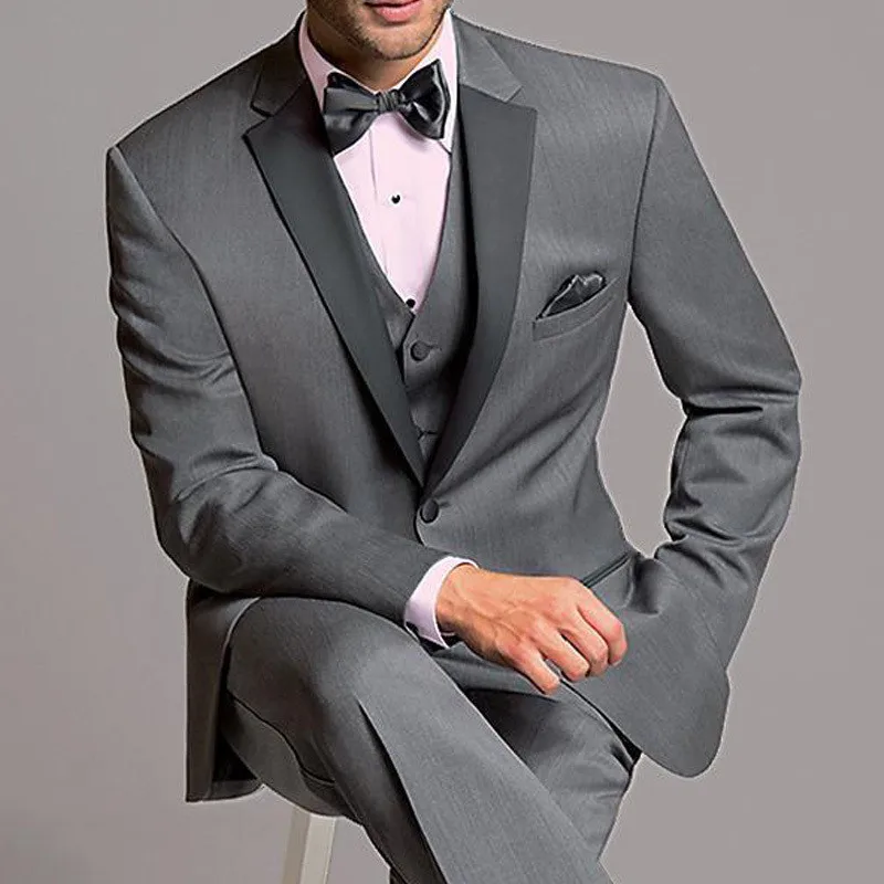 LL149 Gray Men Suit Custom Tailored Slim Fit Wedding Groom Blazer
