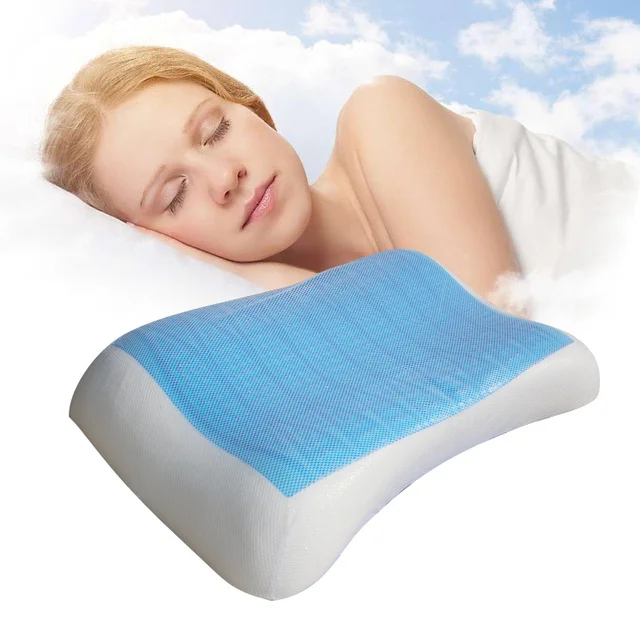 Cotton Memory Orthopedic Sleep Blue Cool Comfort Gel Bedding Square  Hydro-Gel High Neck Pillow for Camping Optimal Comfort