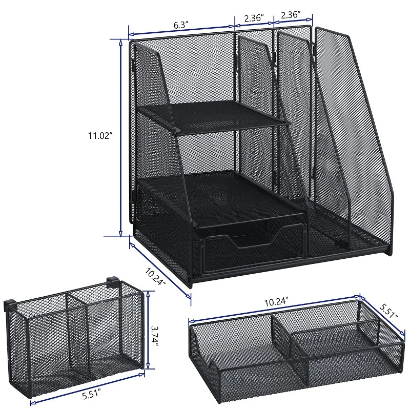 Desk Accessories Mesh Desktop Organization With Magazine Holder Desk Organizer for Office Supplies
