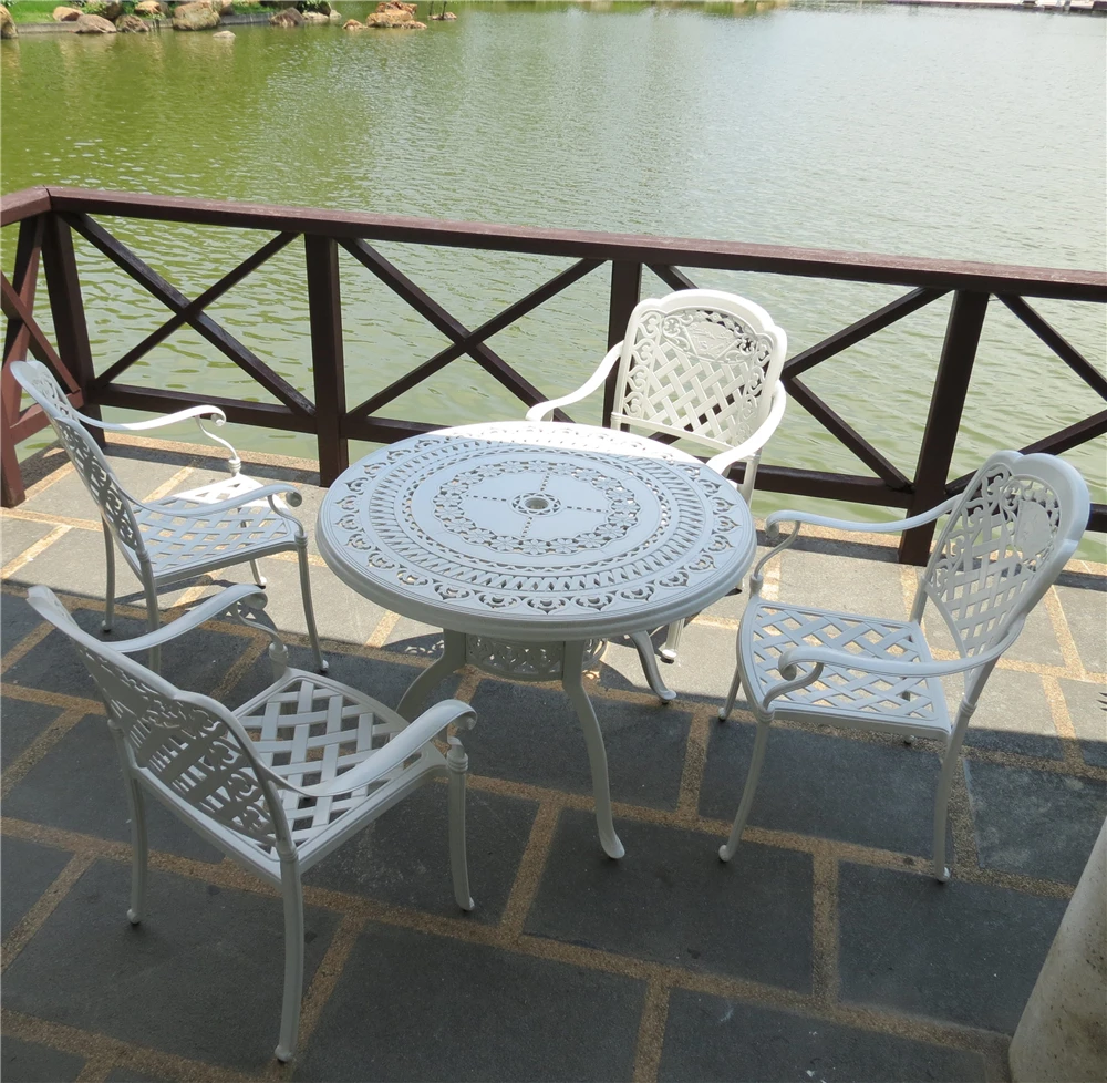 Outdoor furniture round cast aluminum waterproof and sun protection courtyard garden aluminum table