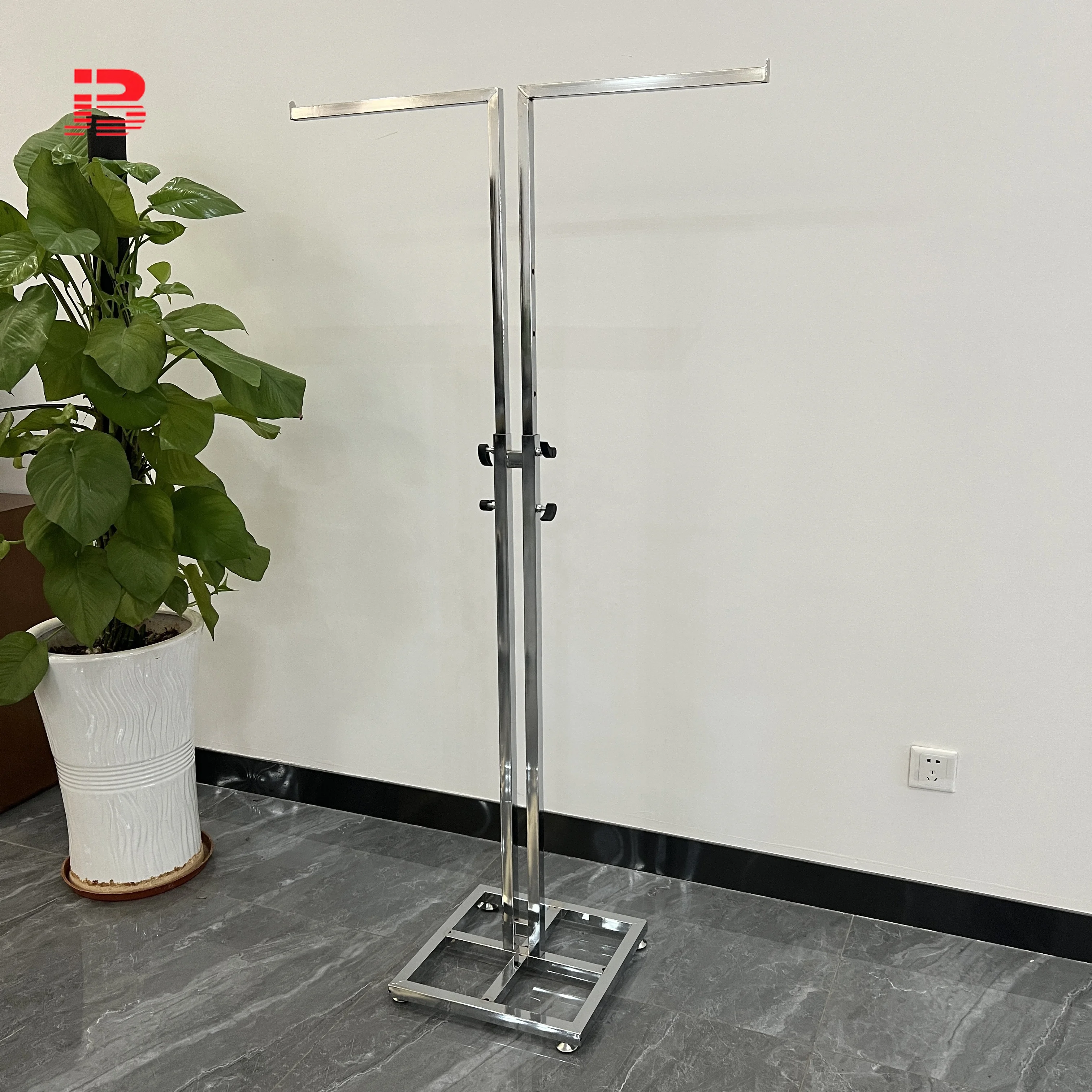 Metal Stainless Steel/ Iron Mirror Clothing Display Stand Adjustable Garment Display Racks factory