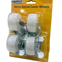 Wholesale 4 pcs set 2 inch caster wheel white pu wheel 50mm cheap swivel casters with brake
