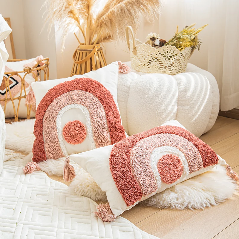 Yellow Pink Bohemian Pillows Orange Red Boho Throw Pillows