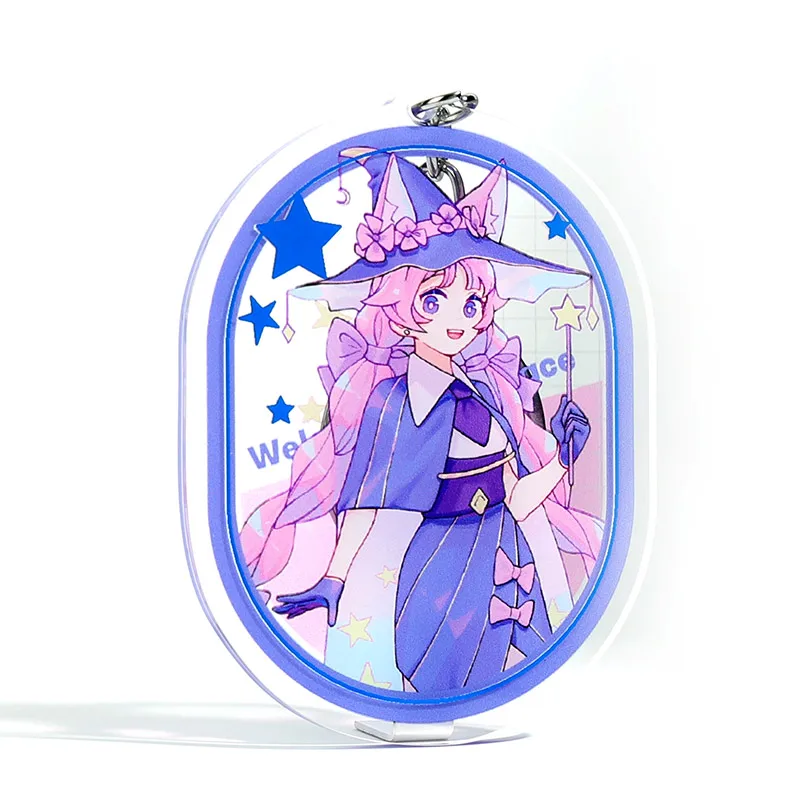 Vograce Pro Custom Cartoon Anime Character Customized Transparent Clear Epoxy Glitter Key Ring Hot Stamping Acrylic Keychains