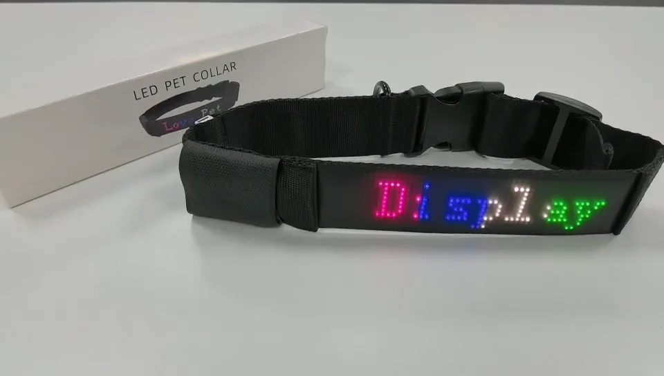 Multi Color Led Pet Collar Programmable Message Scrolling Light Up App